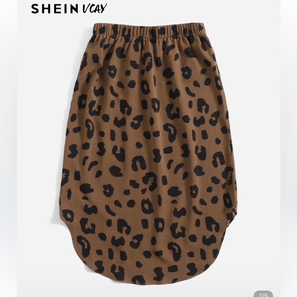 Leopard Print Brown Skirt